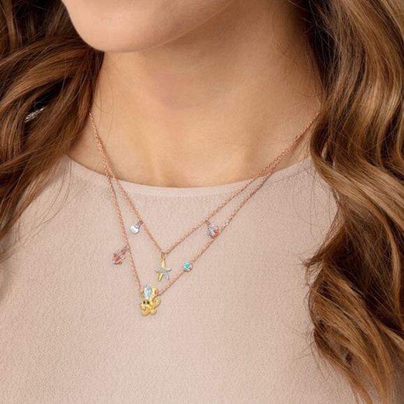 Authentic Swarovski Crystal Ocean Necklace, Anchor Starfish & Octopus Motif - Picture 2 of 4